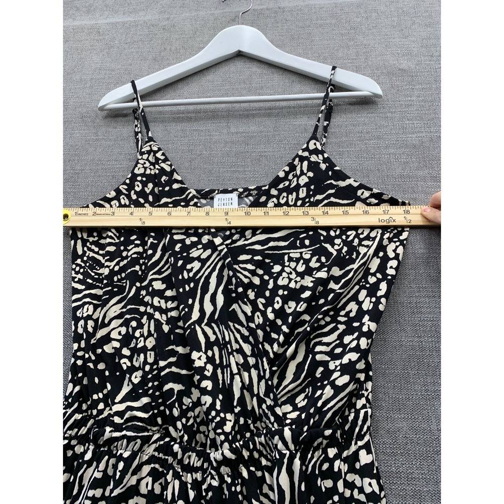 Peyton Jensen Jumpsuit Womens Medium Black Beige Animal Print Spaghetti Straps - Picture 10 of 14